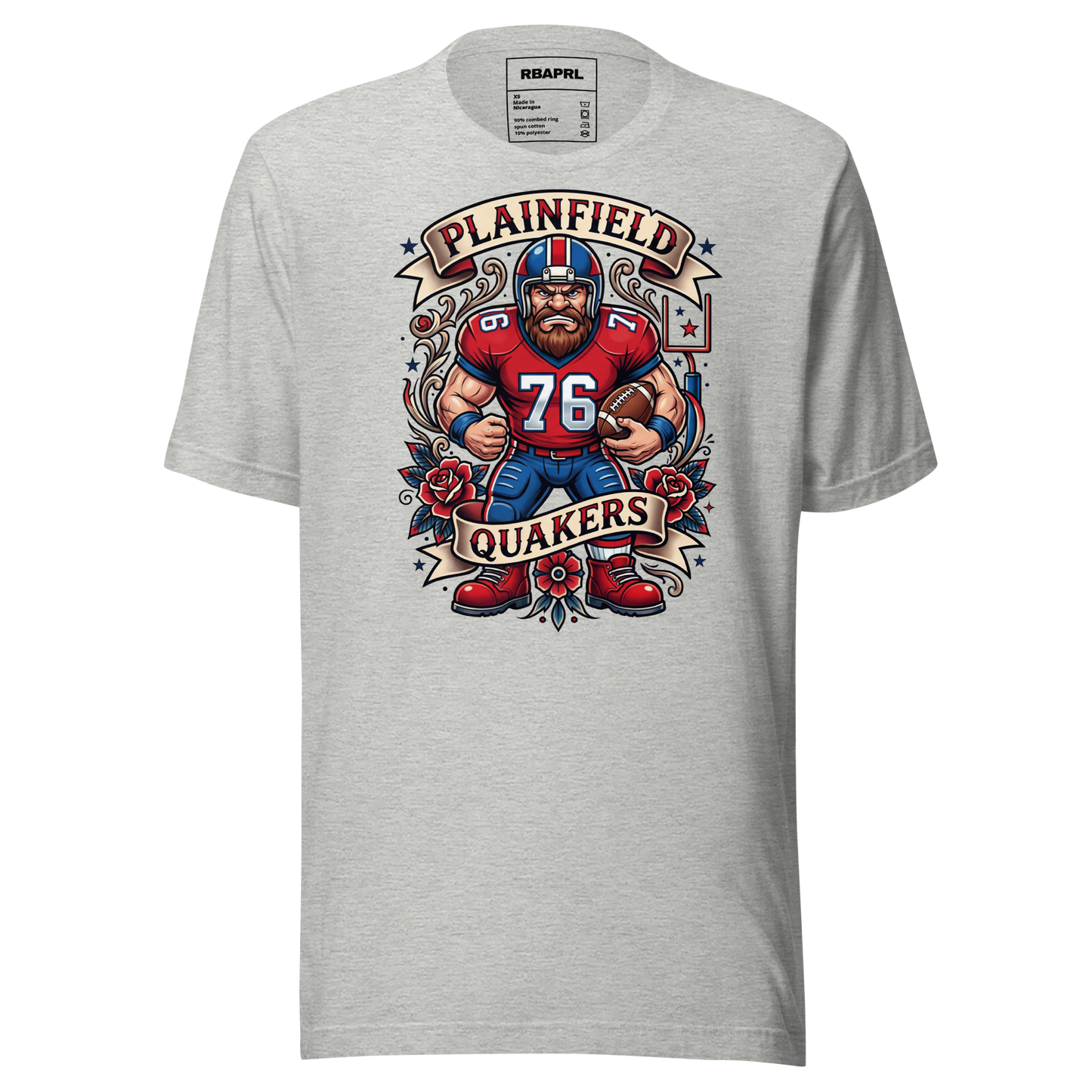 Plainfield Quakers Football T-Shirt in Athletic Heather – Indiana Spirit Wear by Hometown Gameday Co.