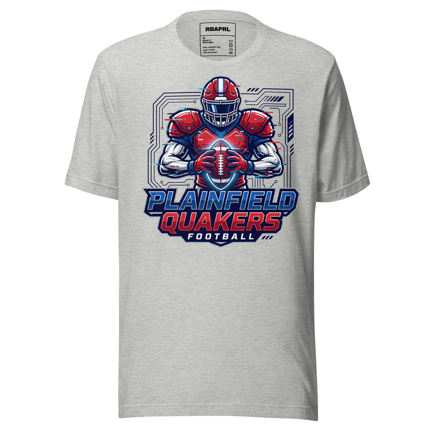 Plainfield Quakers Football T-Shirt in Athletic Heather – Indiana Spirit Wear by Hometown Gameday Co.