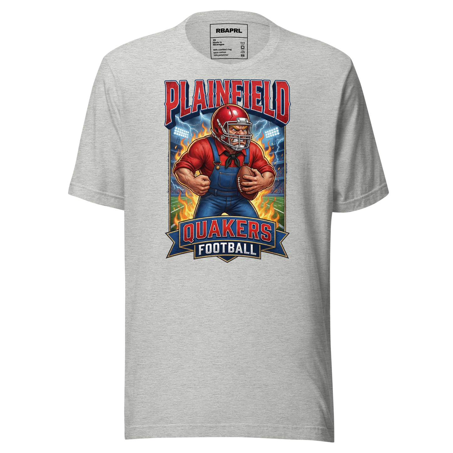 Plainfield Quakers Football T-Shirt in Athletic Heather – Indiana Spirit Wear by Hometown Gameday Co.
