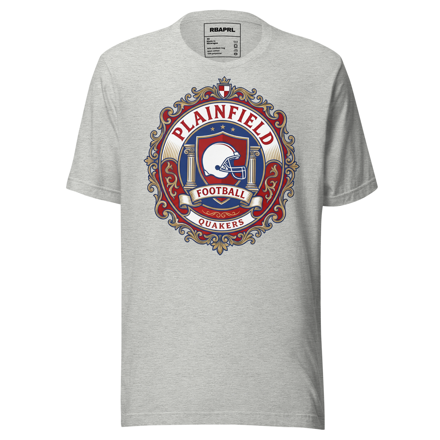 Plainfield Quakers Football T-Shirt in Athletic Heather – Indiana Spirit Wear by Hometown Gameday Co.