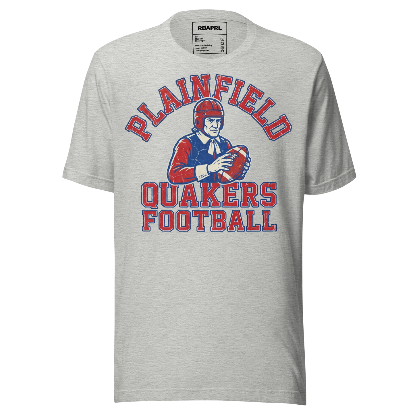 Plainfield Quakers Football T-Shirt in Athletic Heather – Indiana Spirit Wear by Hometown Gameday Co.