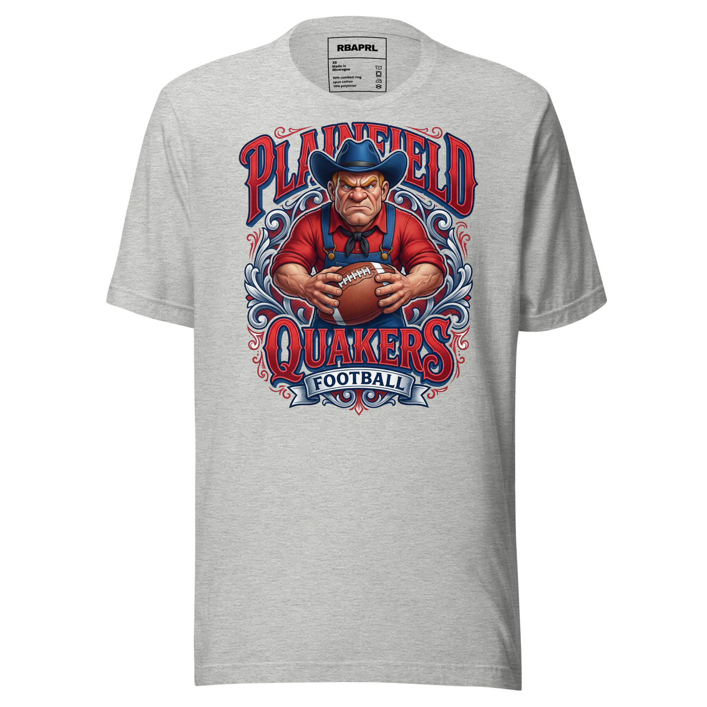 Plainfield Quakers Football T-Shirt in Athletic Heather – Indiana Spirit Wear by Hometown Gameday Co.