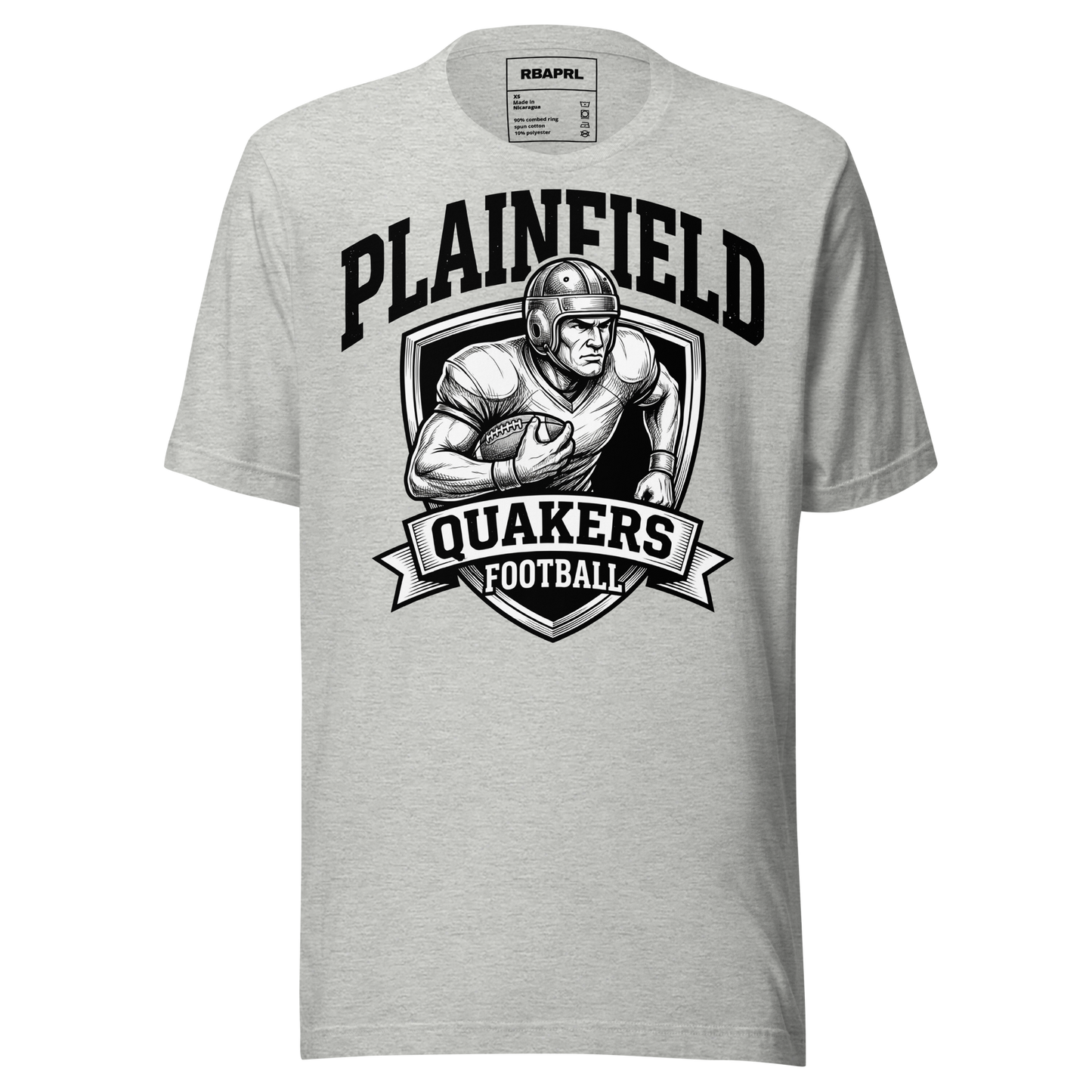 Plainfield Quakers Football T-Shirt in Athletic Heather – Indiana Spirit Wear by Hometown Gameday Co.