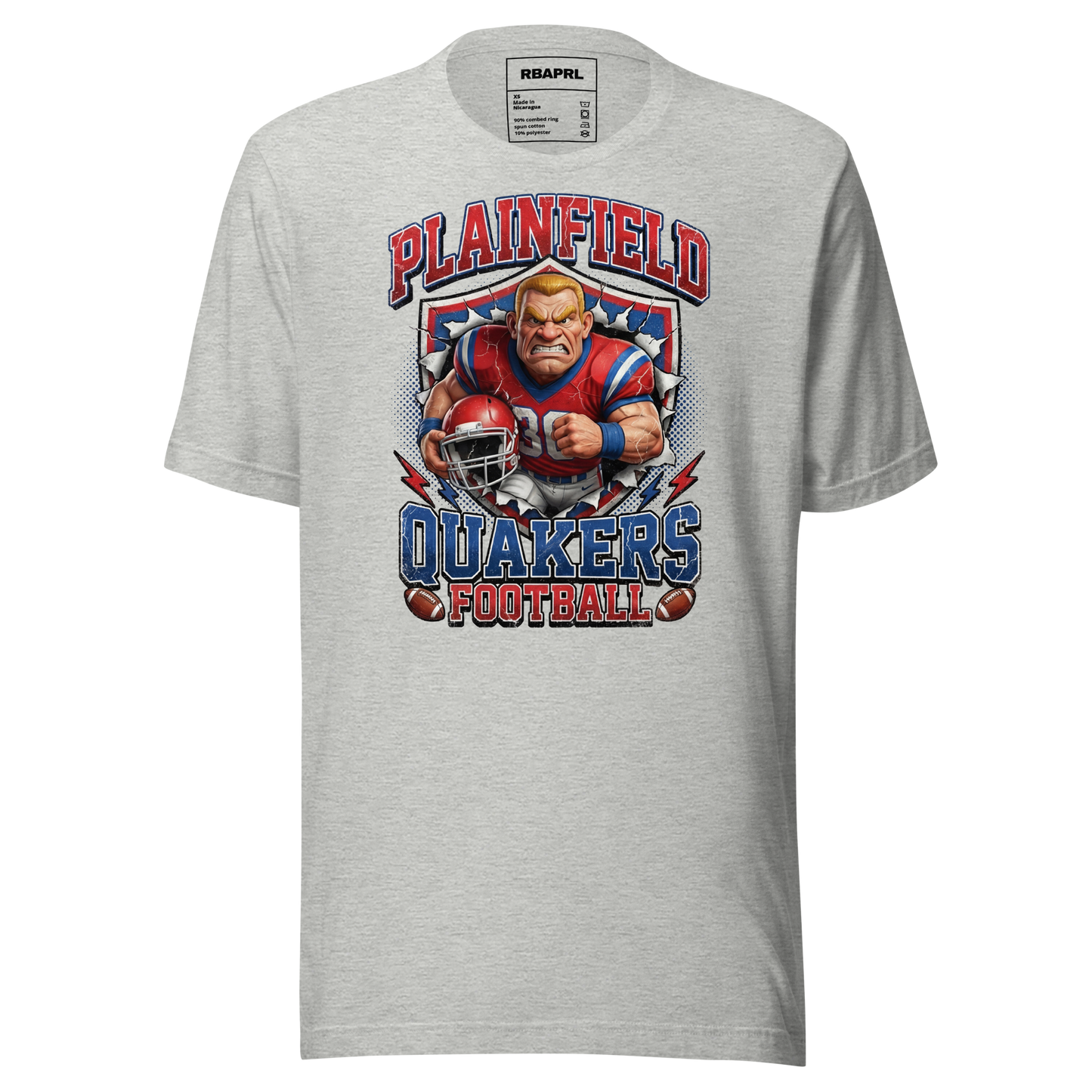 Plainfield Quakers Football T-Shirt in Athletic Heather – Indiana Spirit Wear by Hometown Gameday Co.