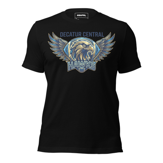 Decatur Central Hawks Football T-Shirt in Black – Indiana Spirit Wear by Hometown Gameday Co.