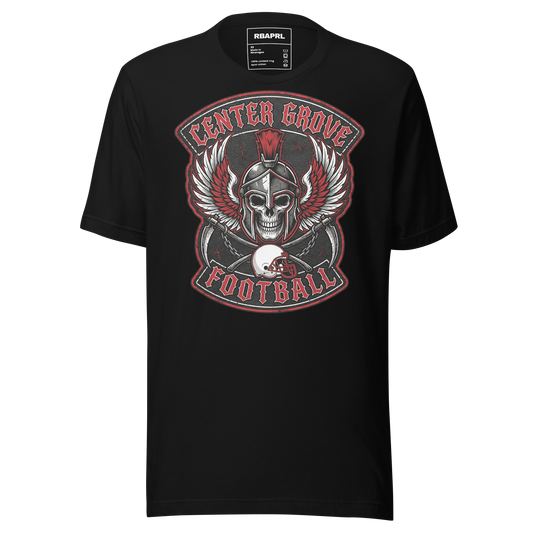 Center Grove Trojans Football T-Shirt in Black – Indiana Spirit Wear by Hometown Gameday Co.