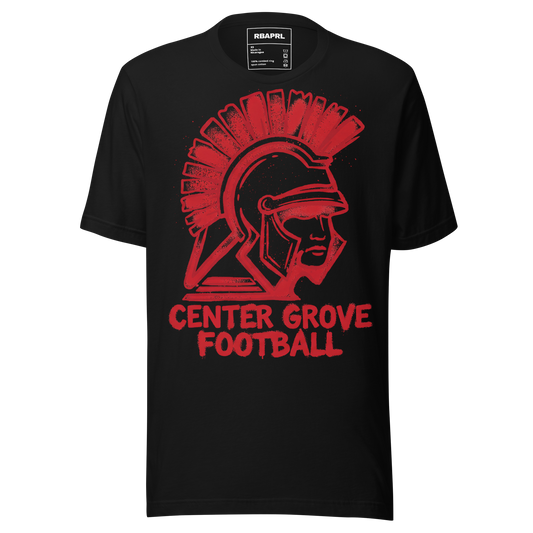 Center Grove Trojans Football T-Shirt in Black – Indiana Spirit Wear by Hometown Gameday Co.