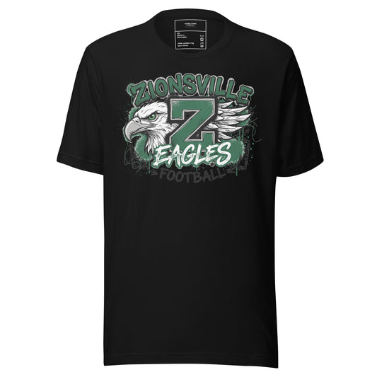 Zionsville Eagles Football T-Shirt in Black – Indiana Spirit Wear by Hometown Gameday Co.