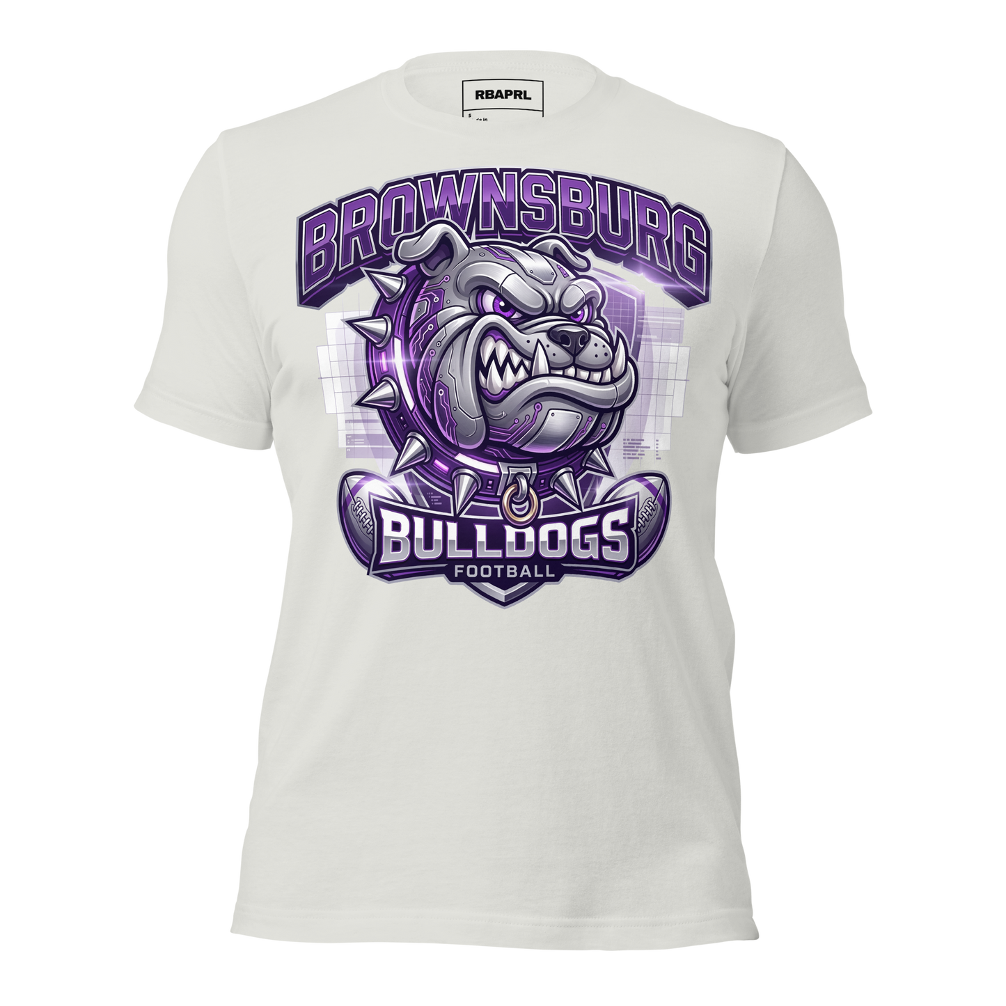 Brownsburg Bulldogs Football T-Shirt in Silver – Indiana Spirit Wear by Hometown Gameday Co.