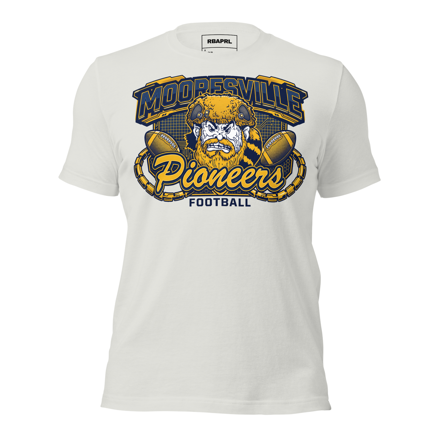 Mooresville Pioneers Football T-Shirt in Silver – Indiana Spirit Wear by Hometown Gameday Co.