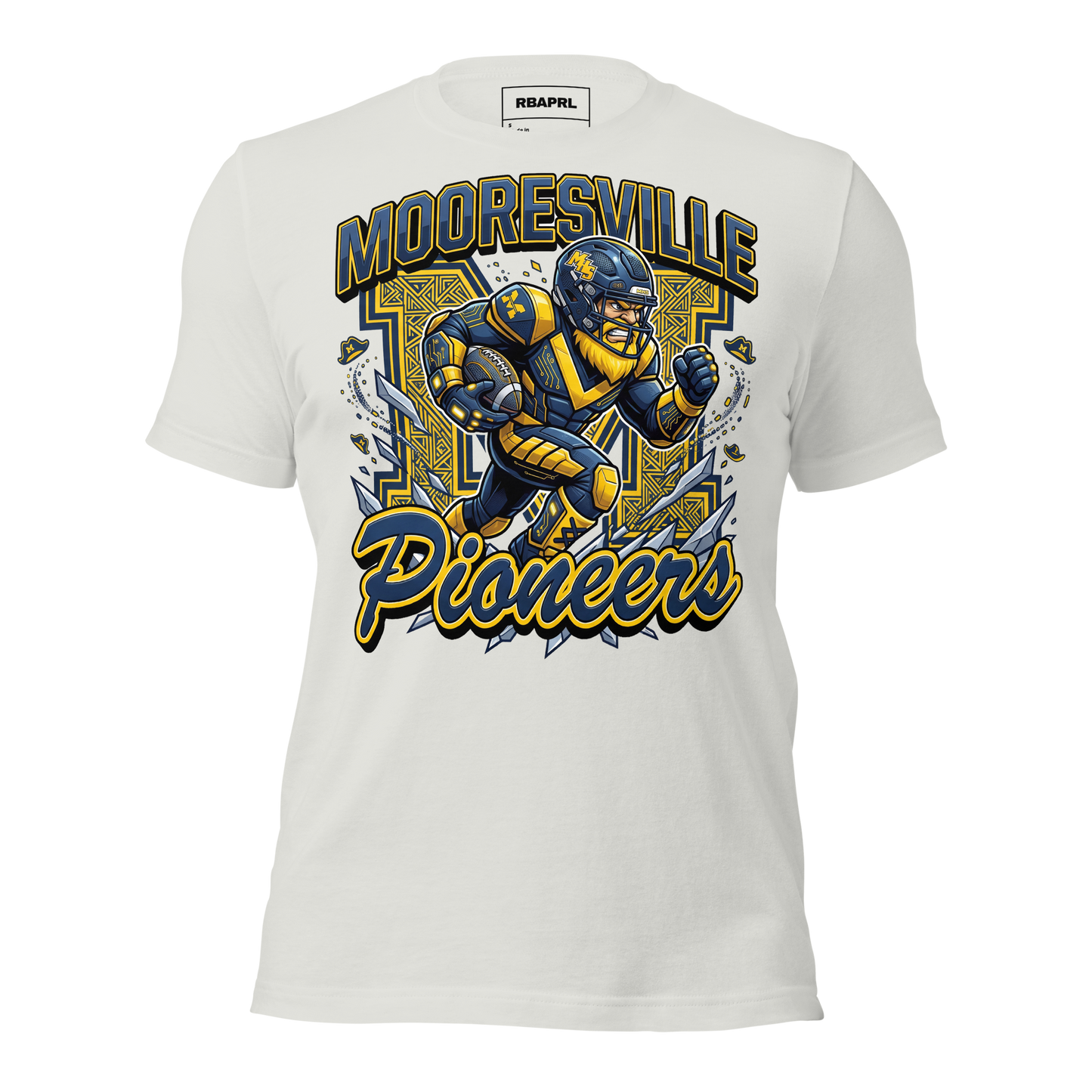 Mooresville Pioneers Football T-Shirt in Silver – Indiana Spirit Wear by Hometown Gameday Co.