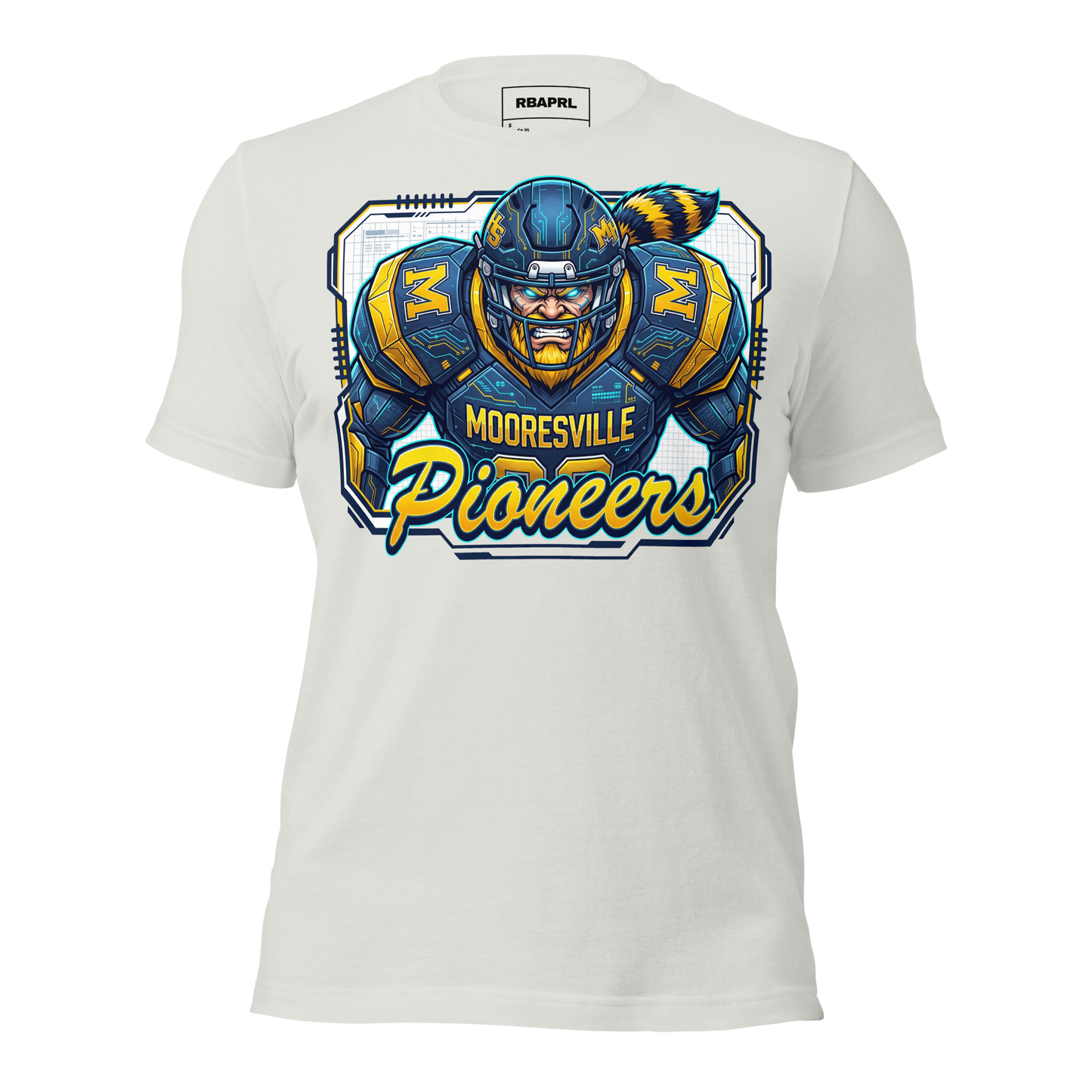 Mooresville Pioneers Football T-Shirt in Silver – Indiana Spirit Wear by Hometown Gameday Co.