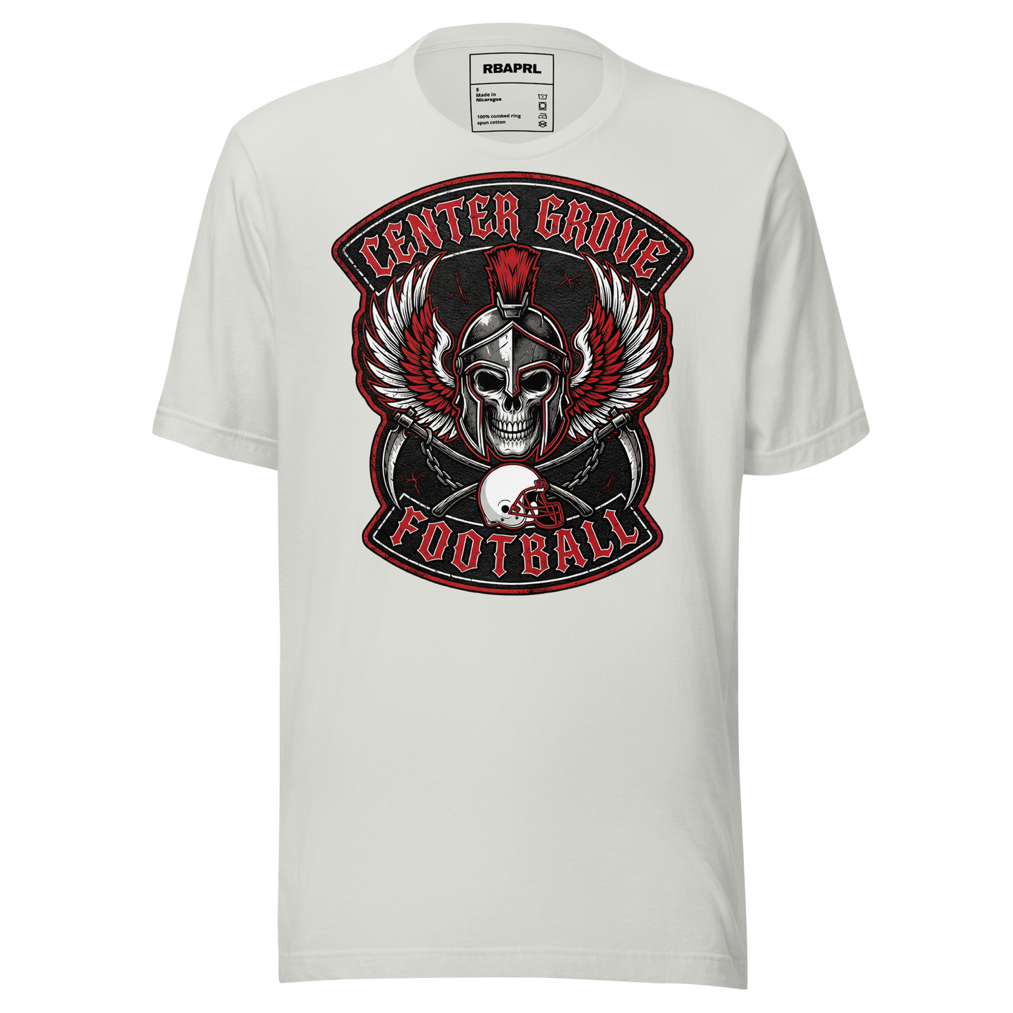 Center Grove Trojans Football T-Shirt in Silver – Indiana Spirit Wear by Hometown Gameday Co.