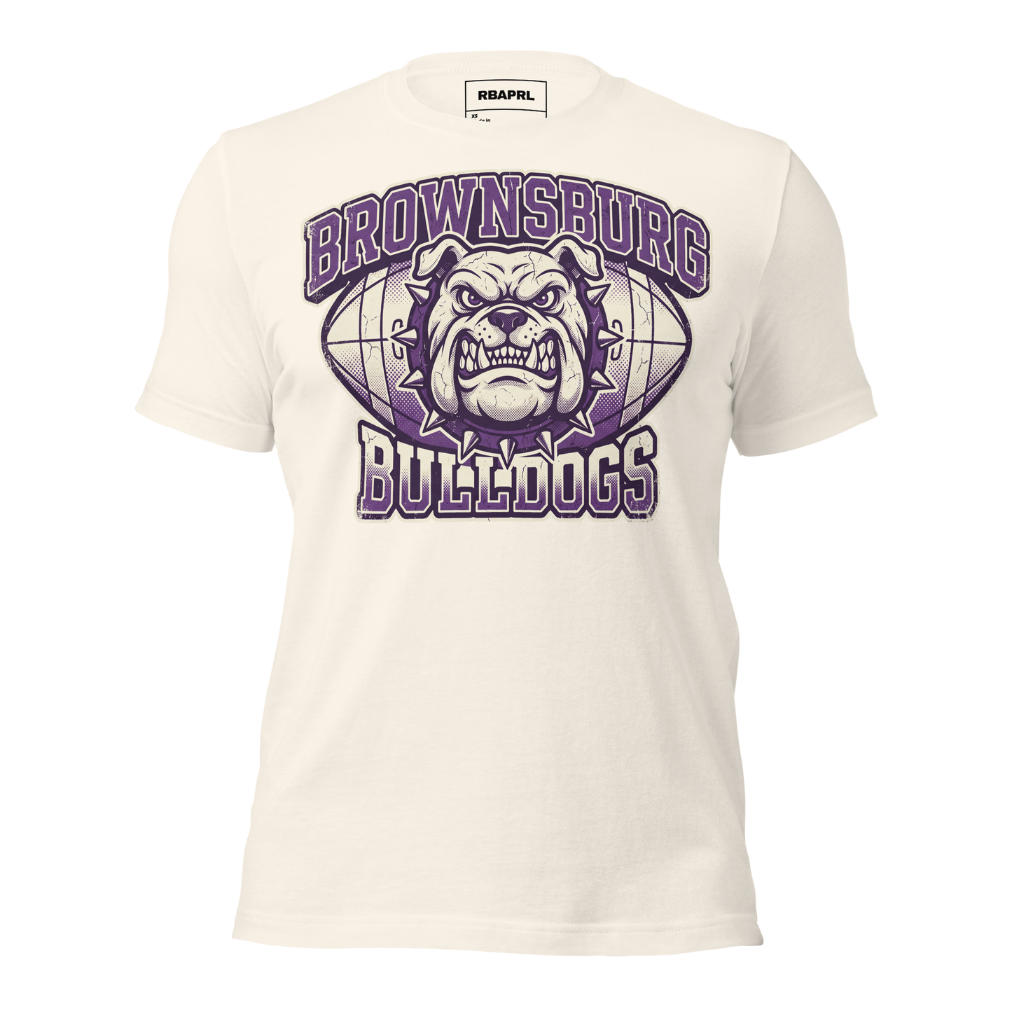 Brownsburg Bulldogs Football T-Shirt in Vintage White – Indiana Spirit Wear by Hometown Gameday Co.