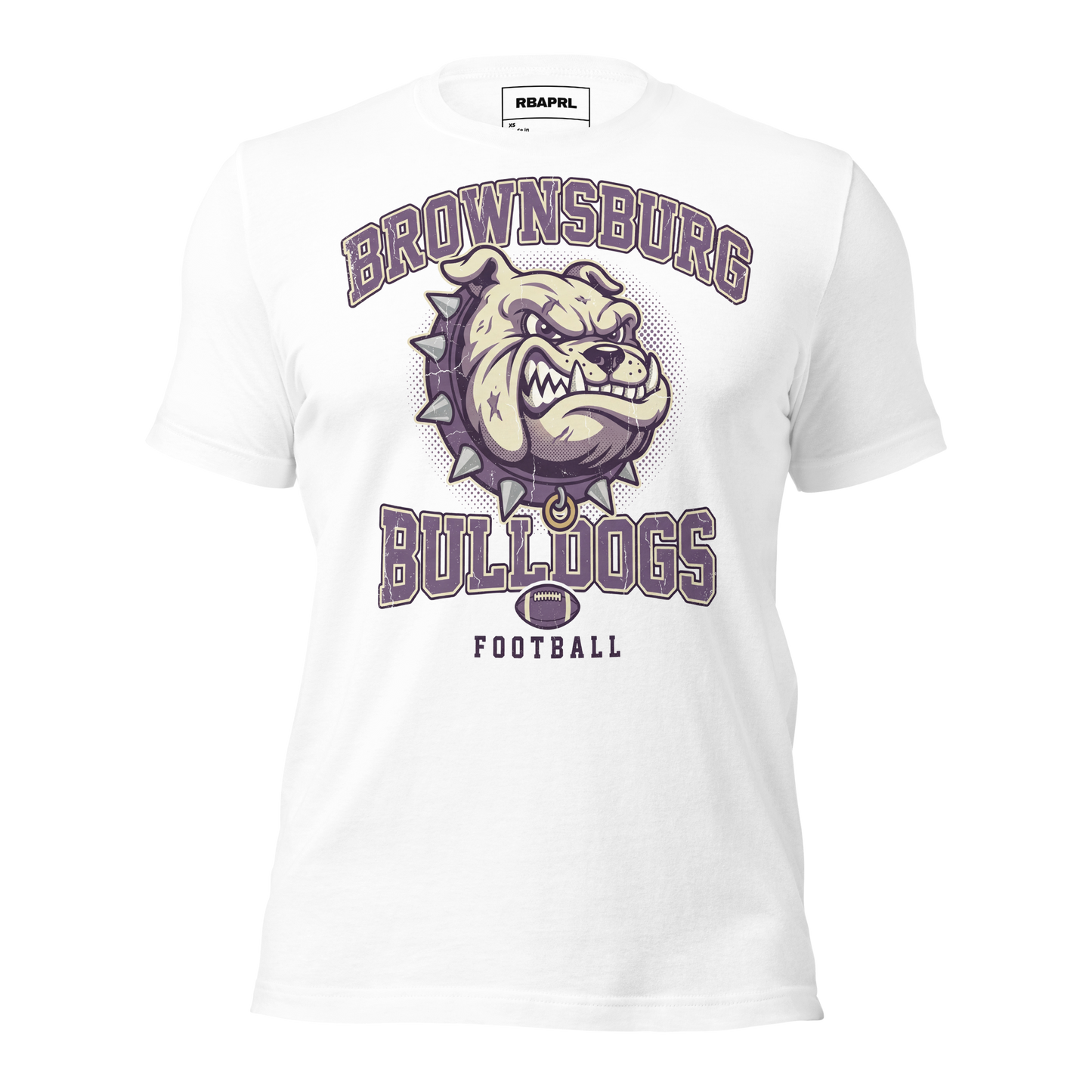 Brownsburg Bulldogs Football T-Shirt in White – Indiana Spirit Wear by Hometown Gameday Co.