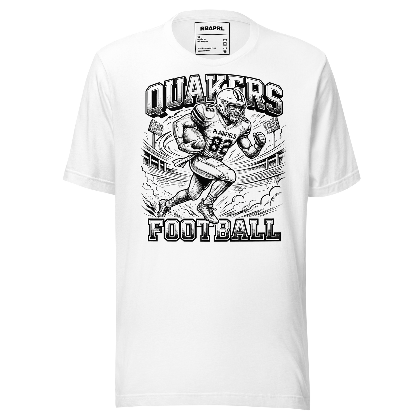 Plainfield Quakers Football T-Shirt in White – Indiana Spirit Wear by Hometown Gameday Co.