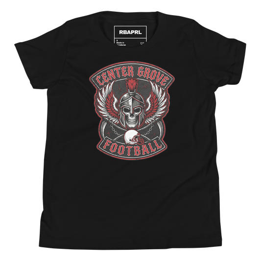 Center Grove Trojans Football Youth T-Shirt in Black – Indiana Spirit Wear by Hometown Gameday Co.
