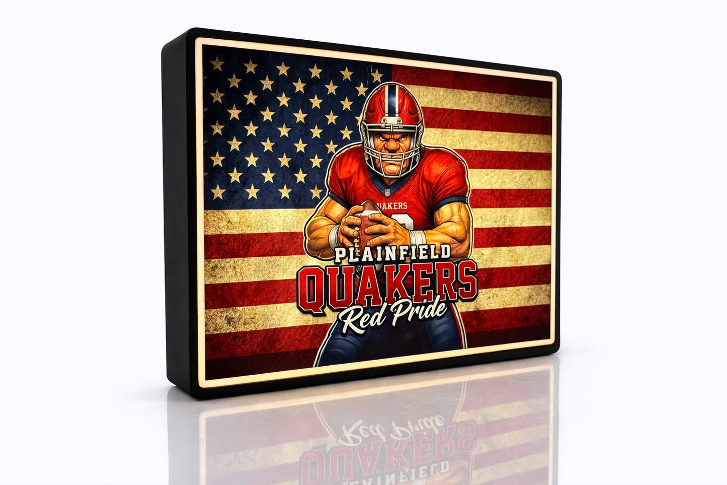 Plainfield Quakers Football RB Luma Display Day View – RB3D by Reflekt Branding