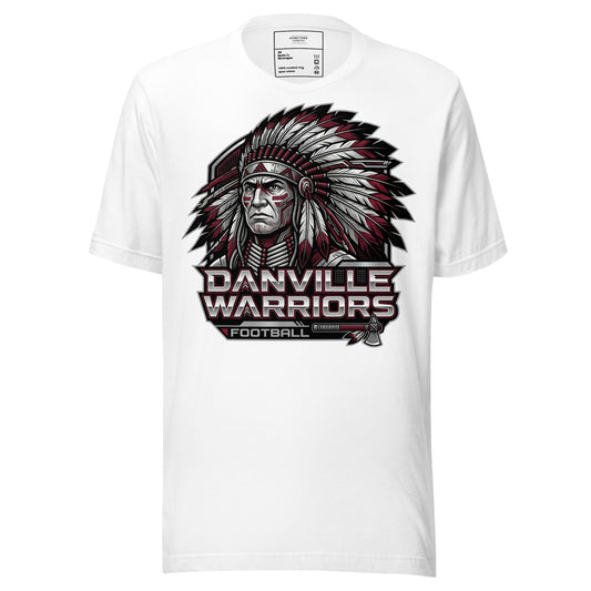 Danville Warriors Football T-Shirt in White – Indiana Spirit Wear by Hometown Gameday Co.