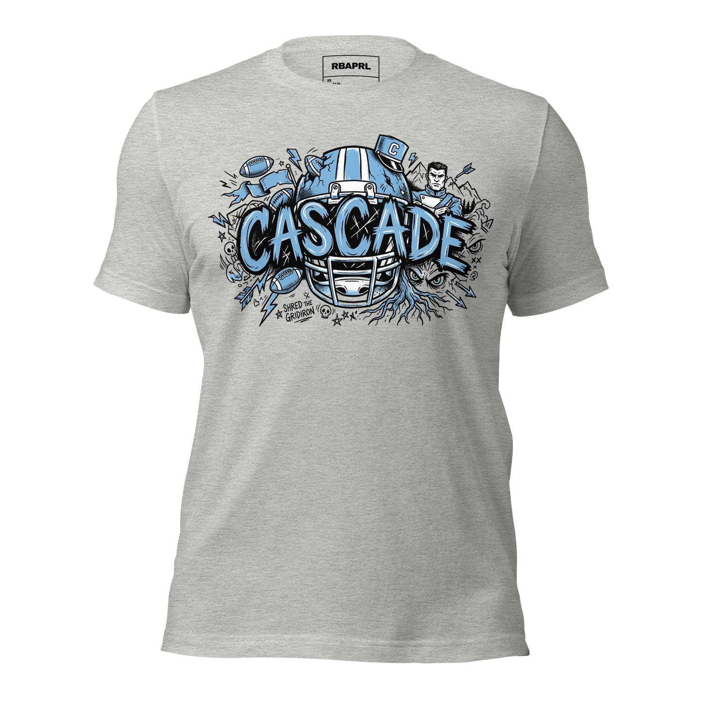 Cascade Cadets Football T-Shirt in Athletic Heather – Indiana Spirit Wear by Hometown Gameday Co.
