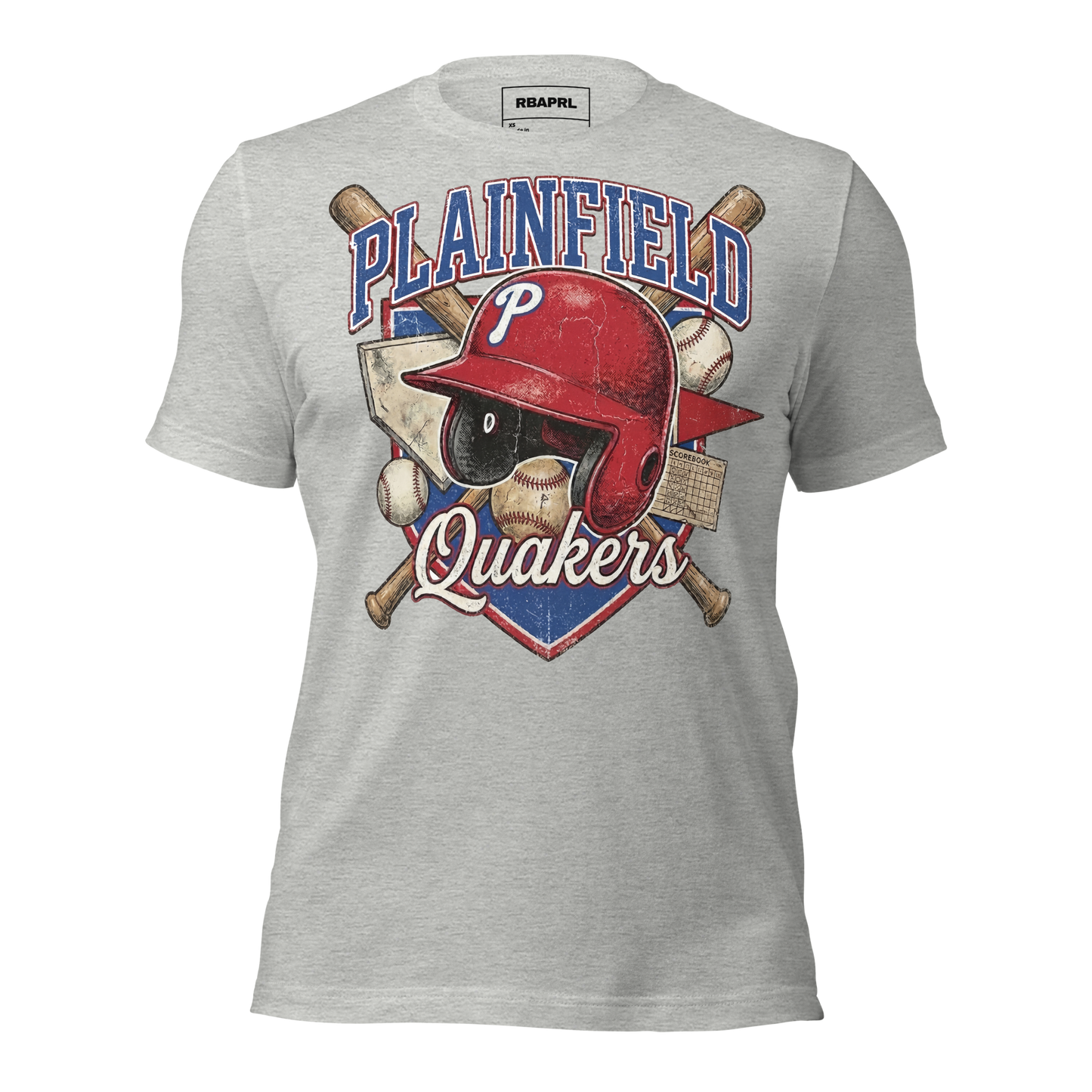 Plainfield Quakers Baseball T-Shirt in Athletic Heather – Indiana Spirit Wear by Hometown Gameday Co.
