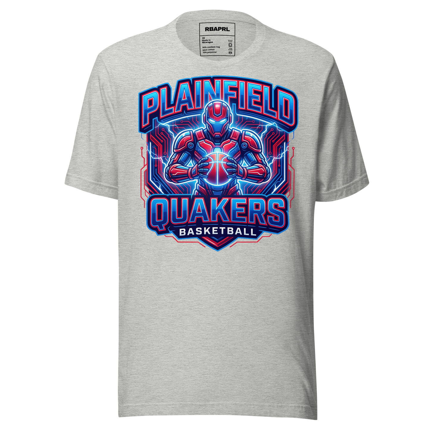 Plainfield Quakers Basketball T-Shirt in Athletic Heather – Indiana Spirit Wear by Hometown Gameday Co.
