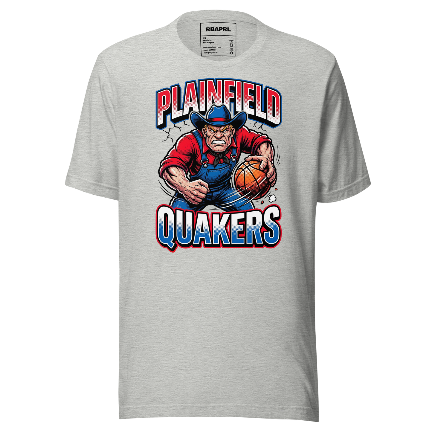 Plainfield Quakers Basketball T-Shirt in Athletic Heather – Indiana Spirit Wear by Hometown Gameday Co.
