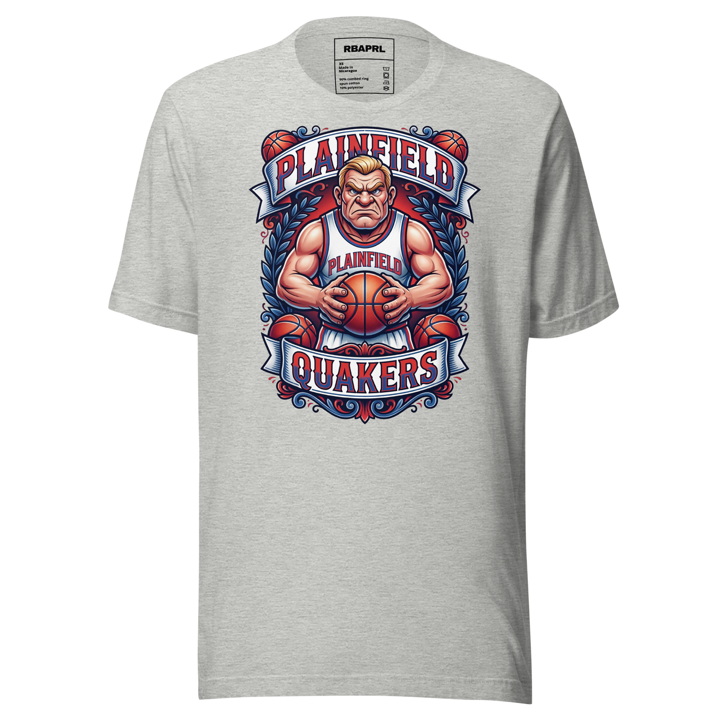 Plainfield Quakers Basketball T-Shirt in Athletic Heather – Indiana Spirit Wear by Hometown Gameday Co.