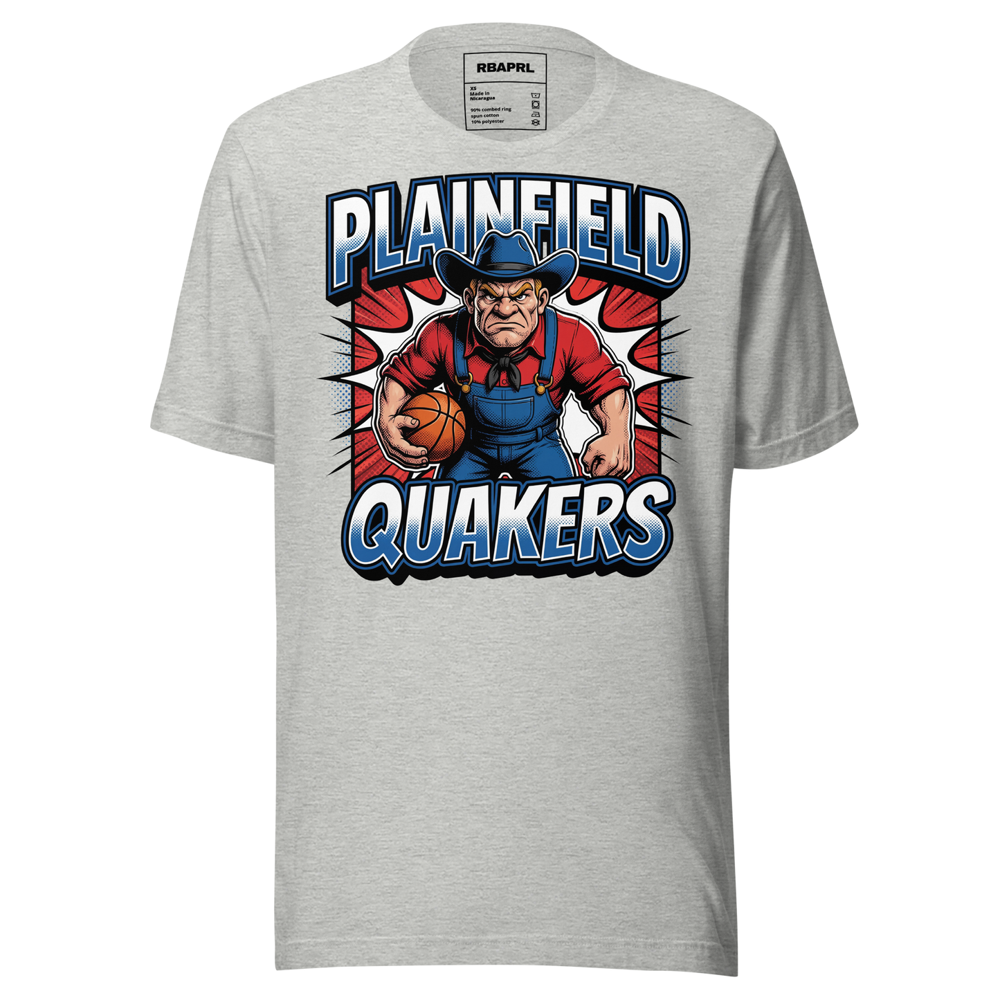 Plainfield Quakers Basketball T-Shirt in Athletic Heather – Indiana Spirit Wear by Hometown Gameday Co.