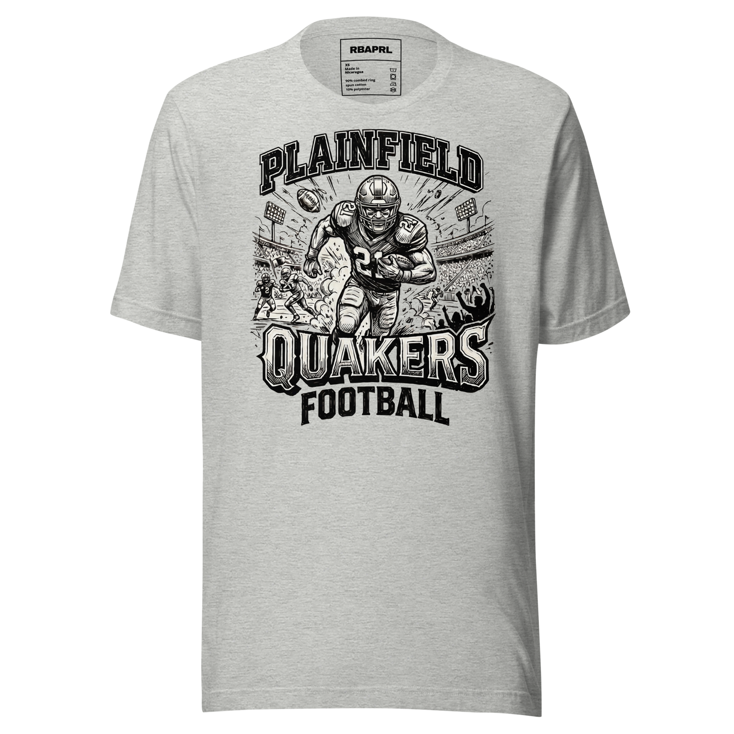 Plainfield Quakers Football T-Shirt in Athletic Heather – Indiana Spirit Wear by Hometown Gameday Co.