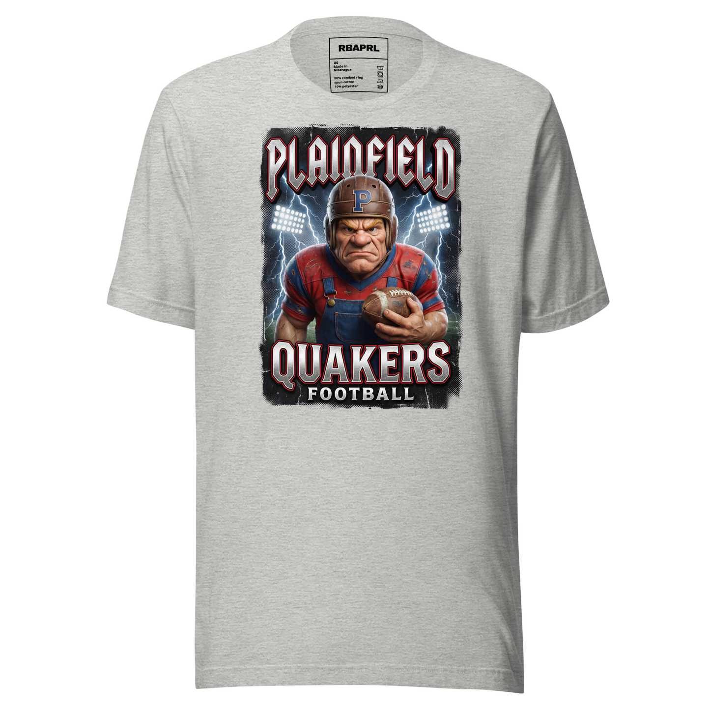 Plainfield Quakers Football T-Shirt in Athletic Heather – Indiana Spirit Wear by Hometown Gameday Co.