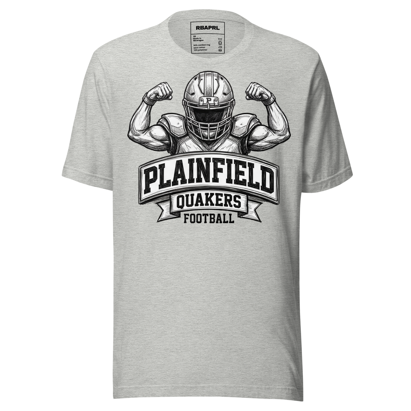 Plainfield Quakers Football T-Shirt in Athletic Heather – Indiana Spirit Wear by Hometown Gameday Co.