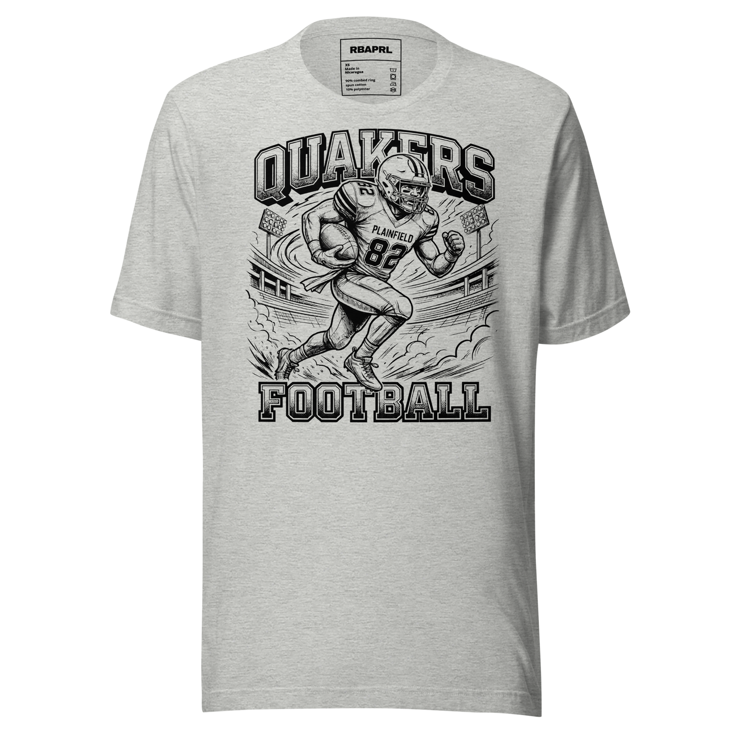 Plainfield Quakers Football T-Shirt in Athletic Heather – Indiana Spirit Wear by Hometown Gameday Co.