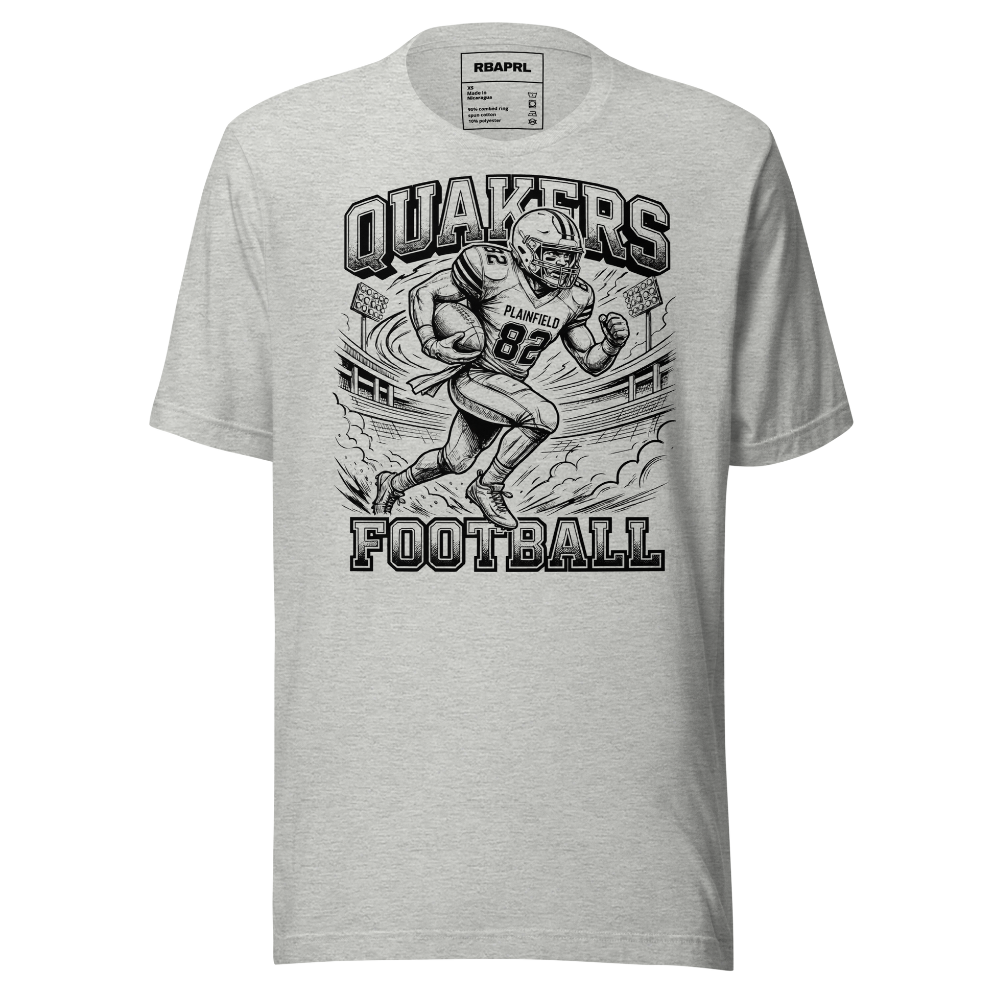 Plainfield Quakers Football T-Shirt in Athletic Heather – Indiana Spirit Wear by Hometown Gameday Co.