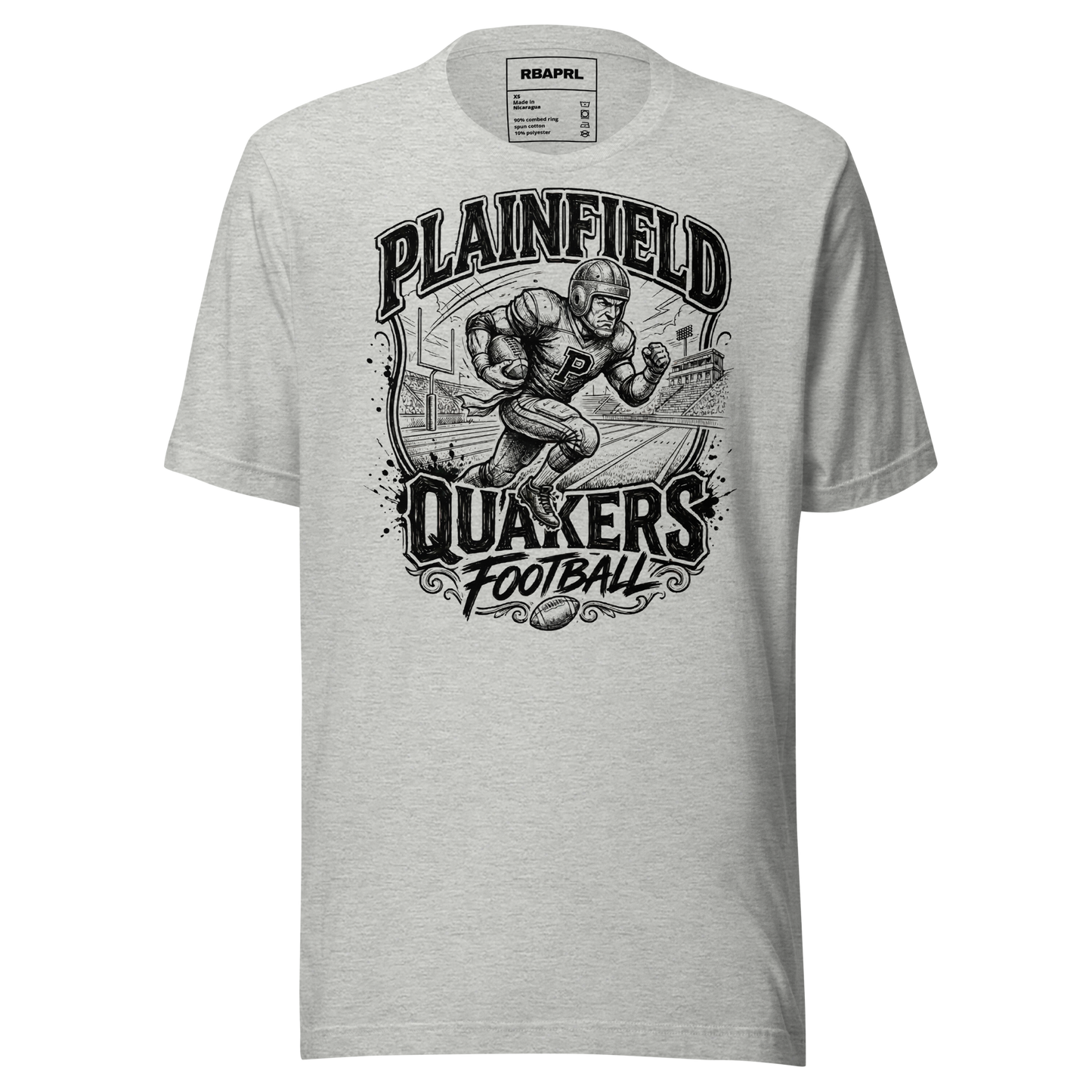 Plainfield Quakers Football T-Shirt in Athletic Heather – Indiana Spirit Wear by Hometown Gameday Co.
