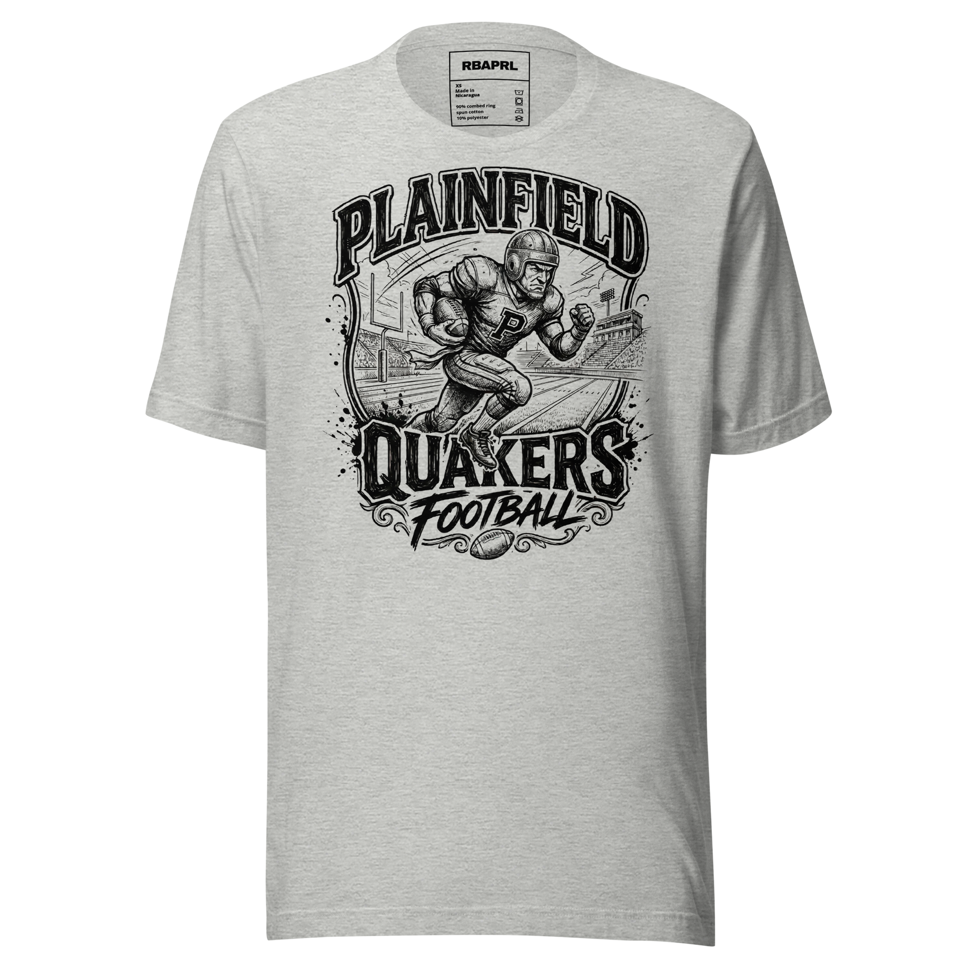 Plainfield Quakers Football T-Shirt in Athletic Heather – Indiana Spirit Wear by Hometown Gameday Co.