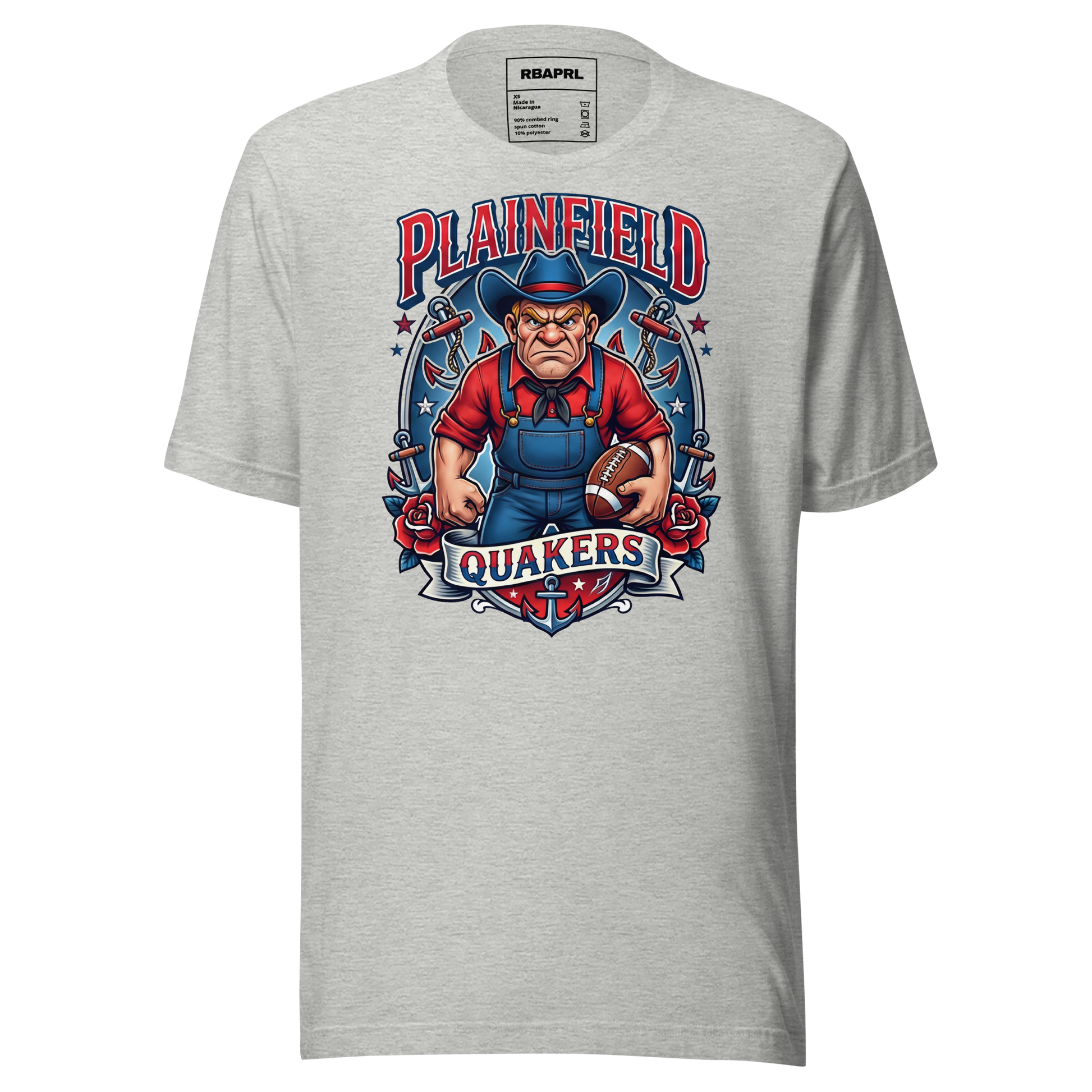 Plainfield Quakers Football T-Shirt in Athletic Heather – Indiana Spirit Wear by Hometown Gameday Co.