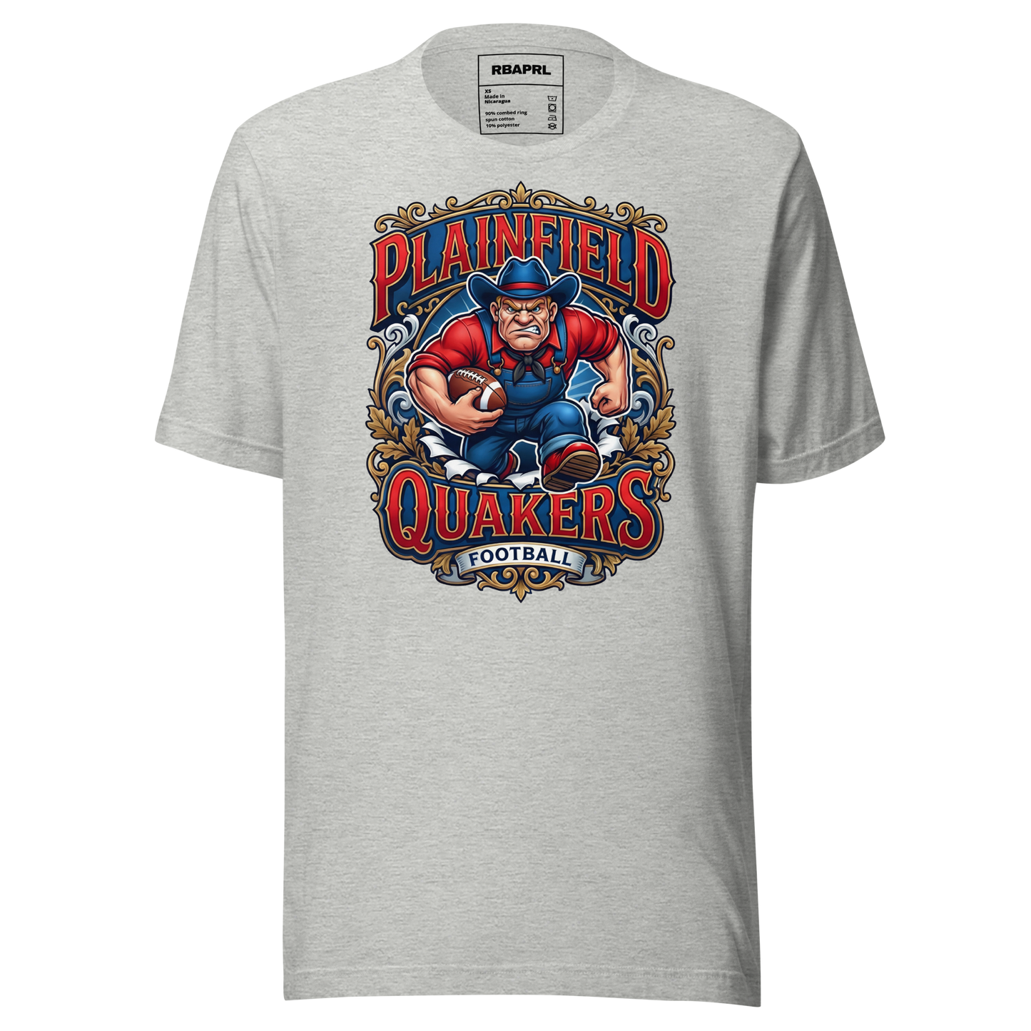 Plainfield Quakers Football T-Shirt in Athletic Heather – Indiana Spirit Wear by Hometown Gameday Co.