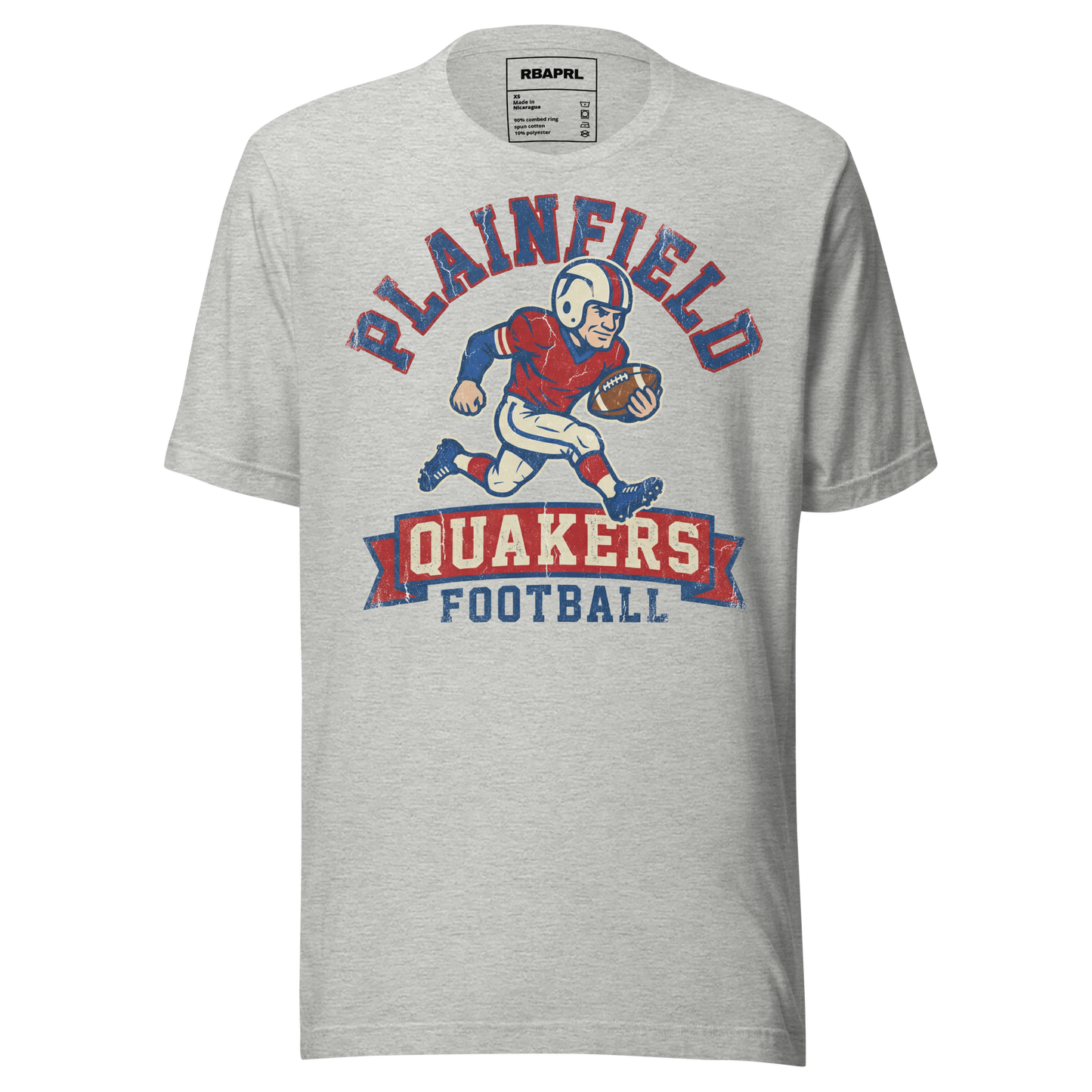 Plainfield Quakers Football T-Shirt in Athletic Heather – Indiana Spirit Wear by Hometown Gameday Co.