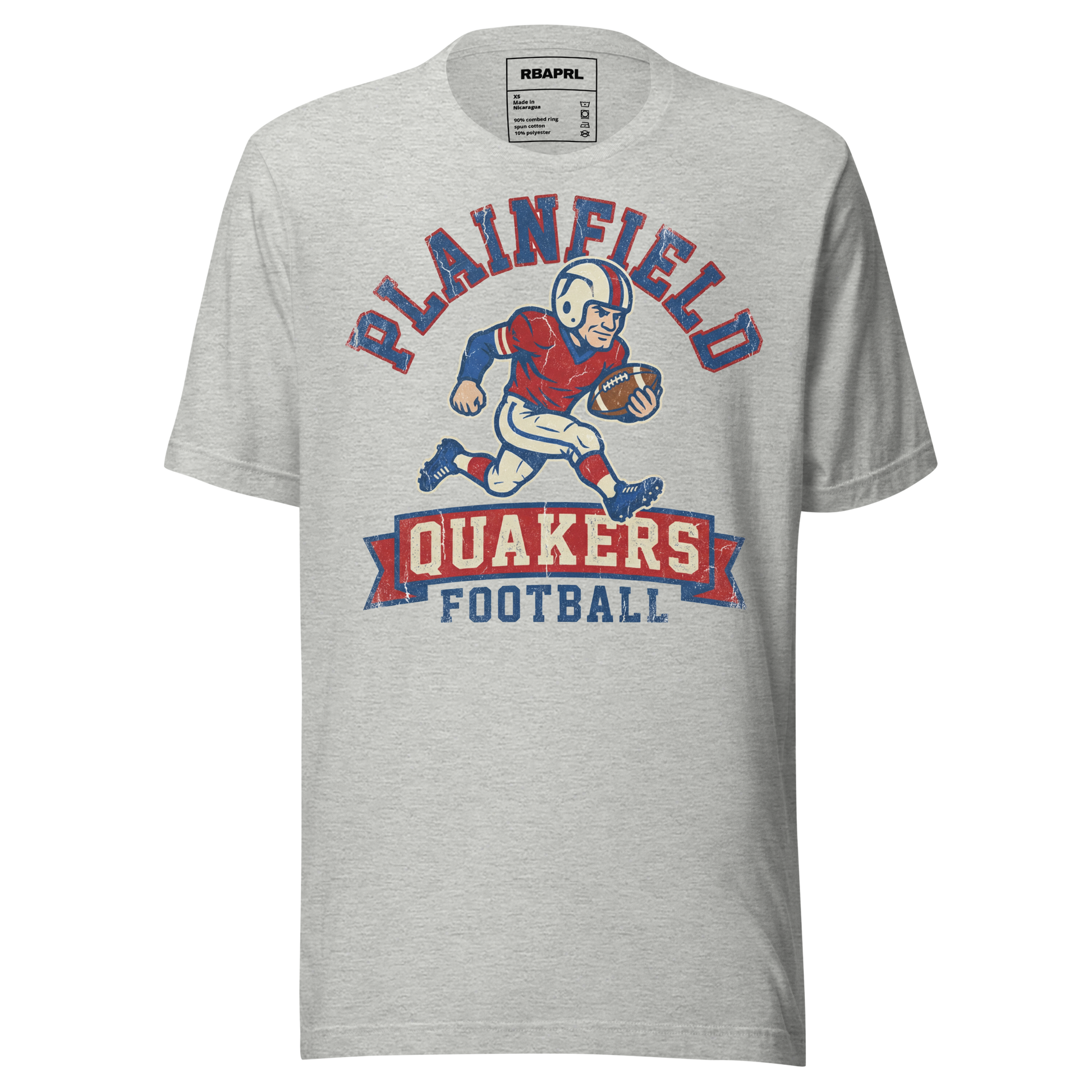 Plainfield Quakers Football T-Shirt in Athletic Heather – Indiana Spirit Wear by Hometown Gameday Co.