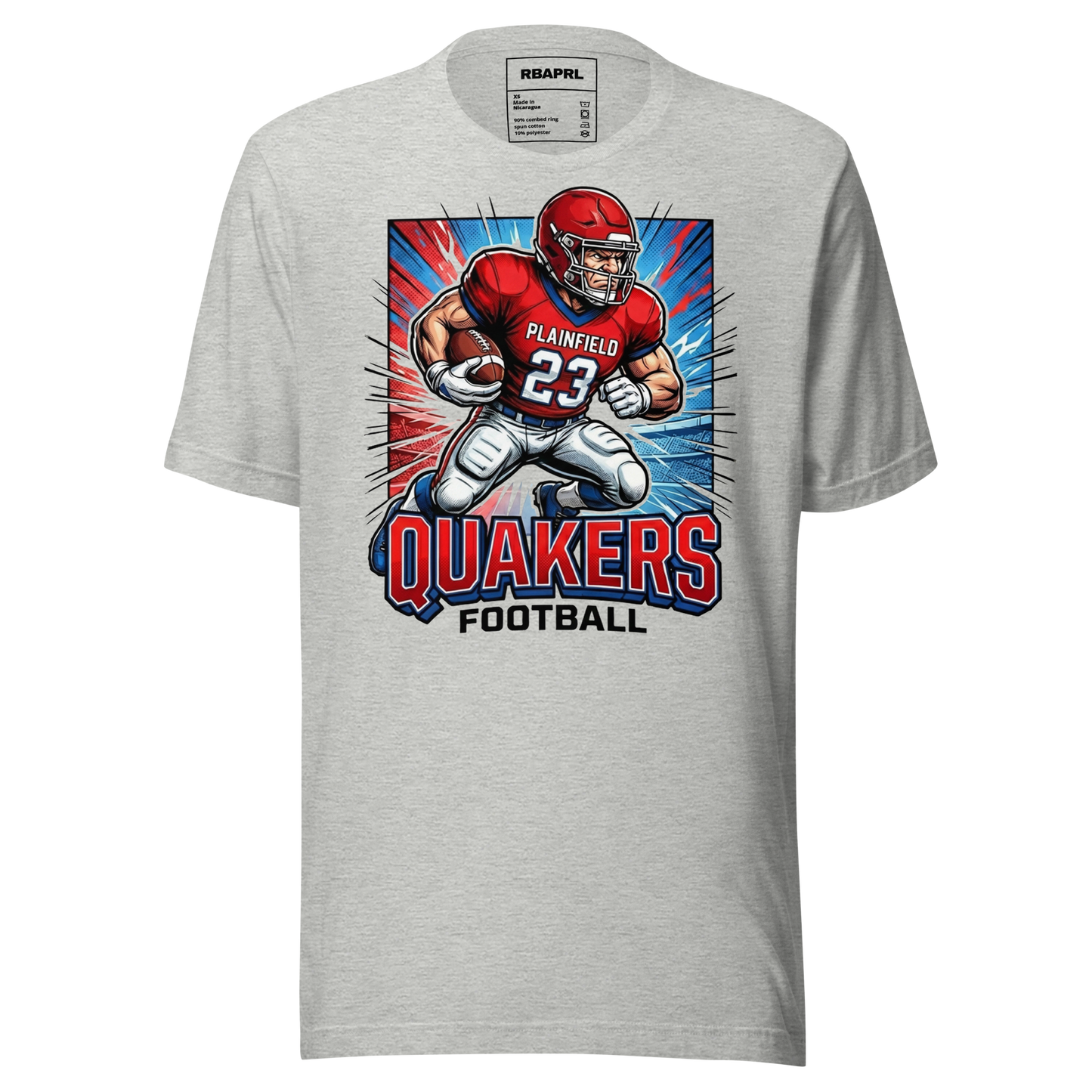Plainfield Quakers Football T-Shirt in Athletic Heather – Indiana Spirit Wear by Hometown Gameday Co.