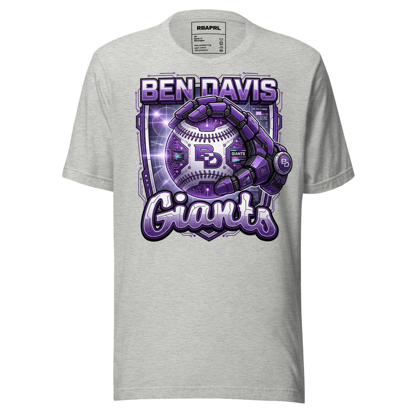 Ben Davis Giants Baseball T-Shirt in Athletic Heather – Indiana Spirit Wear by Hometown Gameday Co.