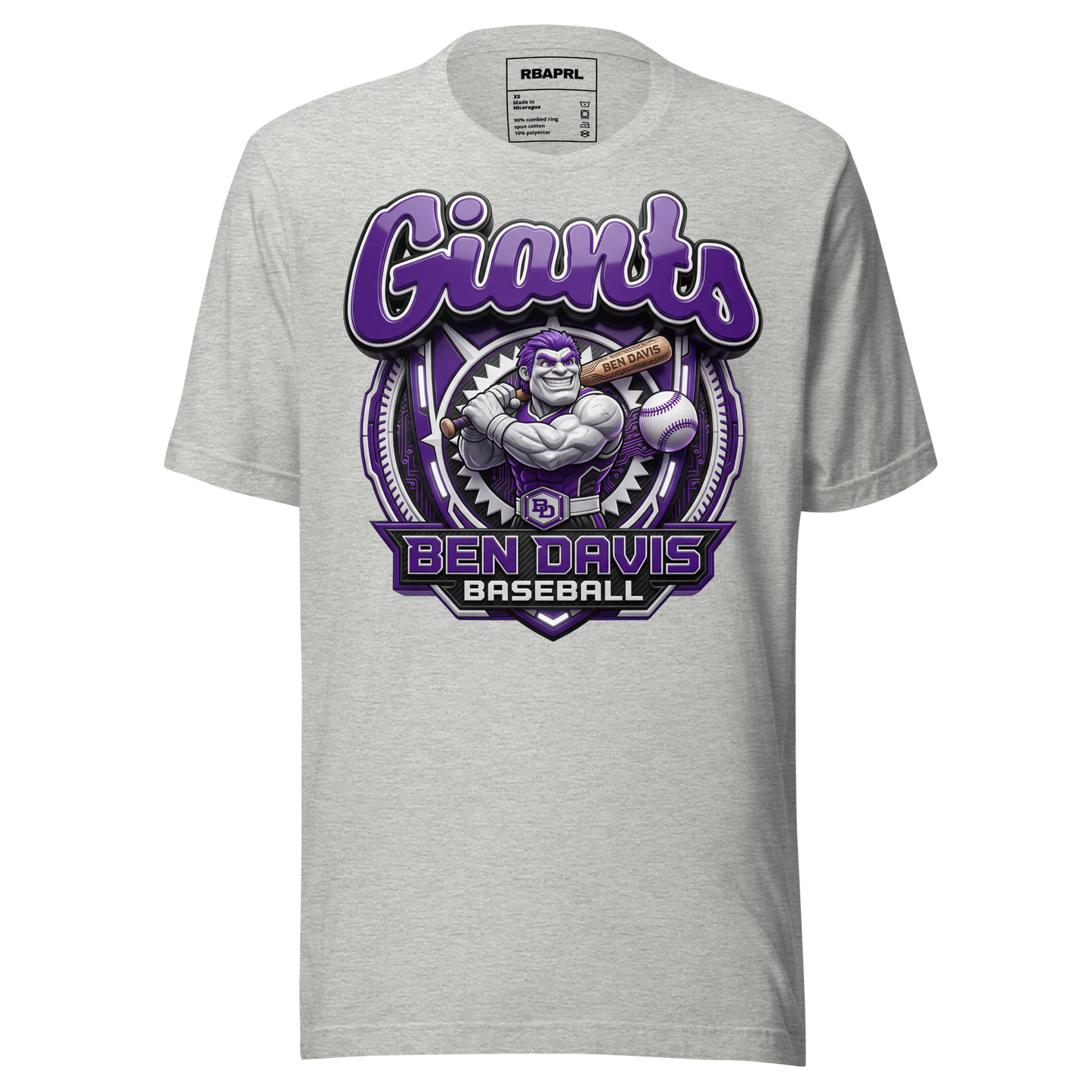 Ben Davis Giants Baseball T-Shirt in Athletic Heather – Indiana Spirit Wear by Hometown Gameday Co.