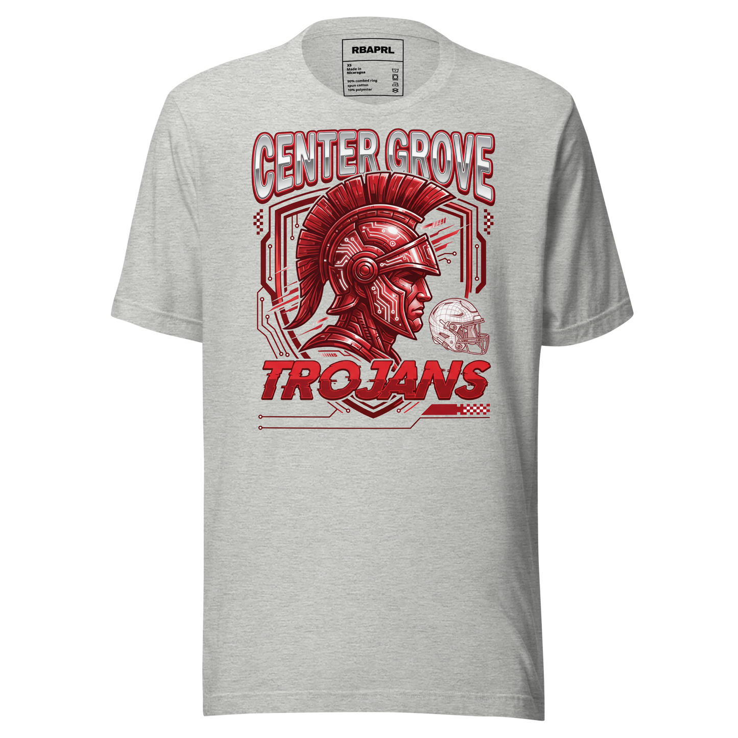 Center Grove Trojans Football T-Shirt in Athletic Heather – Indiana Spirit Wear by Hometown Gameday Co.