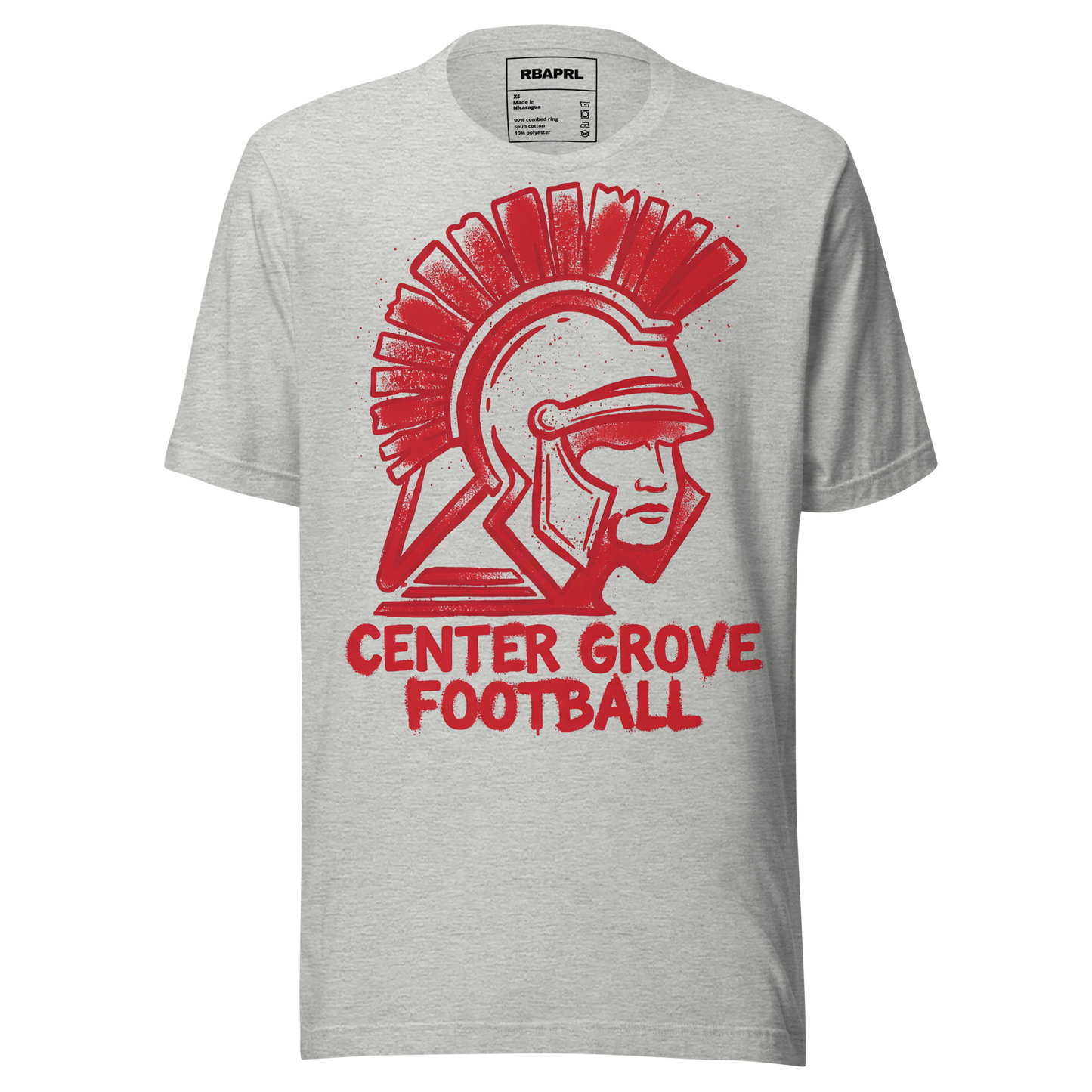 Center Grove Trojans Football T-Shirt in Athletic Heather – Indiana Spirit Wear by Hometown Gameday Co.