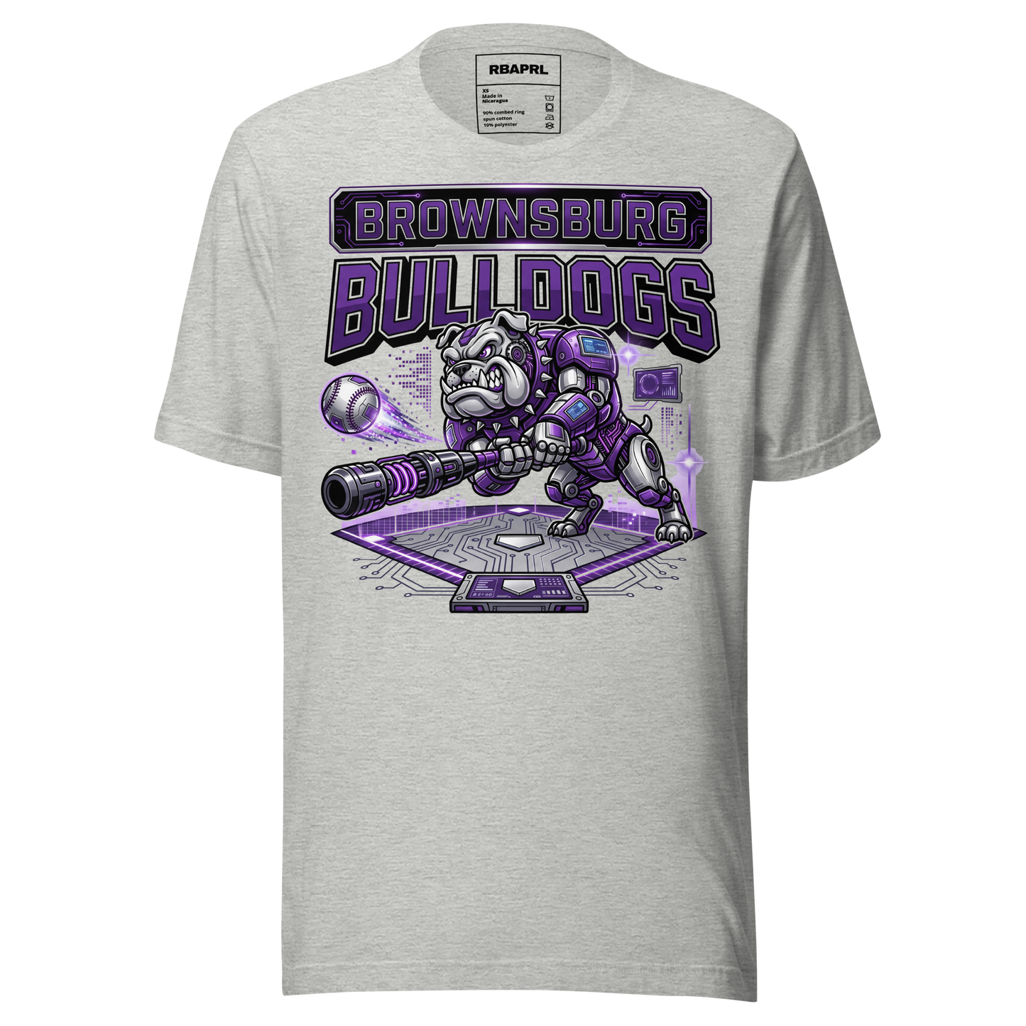 Brownsburg Bulldogs Baseball T-Shirt in Athletic Heather – Indiana Spirit Wear by Hometown Gameday Co.