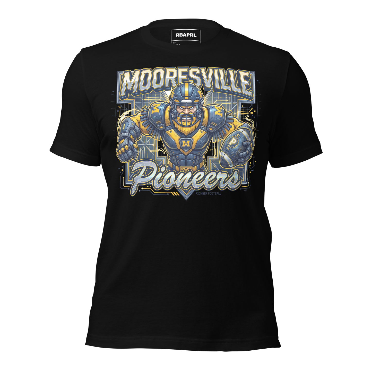 Mooresville Pioneers Football T-Shirt in Black – Indiana Spirit Wear by Hometown Gameday Co.
