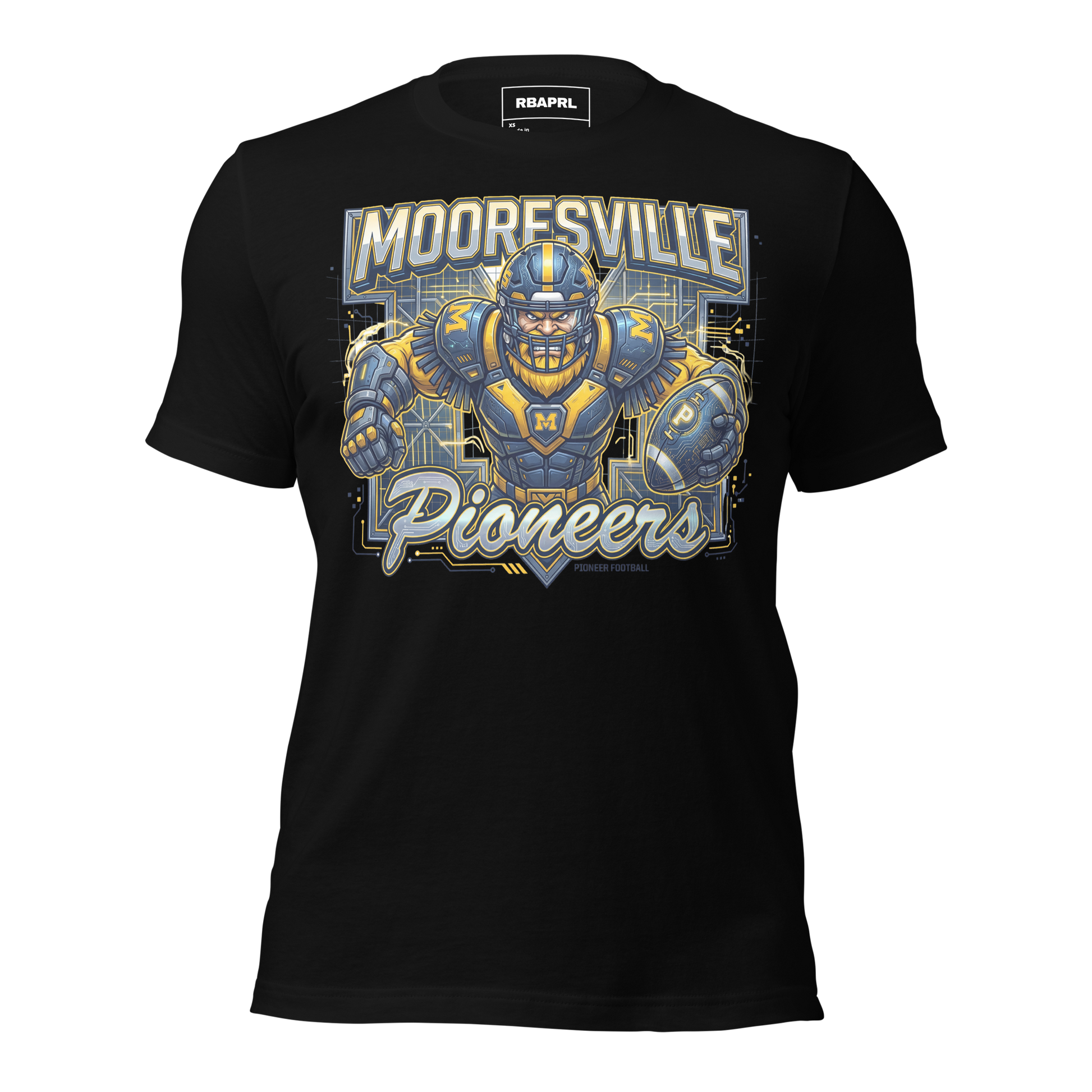Mooresville Pioneers Football T-Shirt in Black – Indiana Spirit Wear by Hometown Gameday Co.