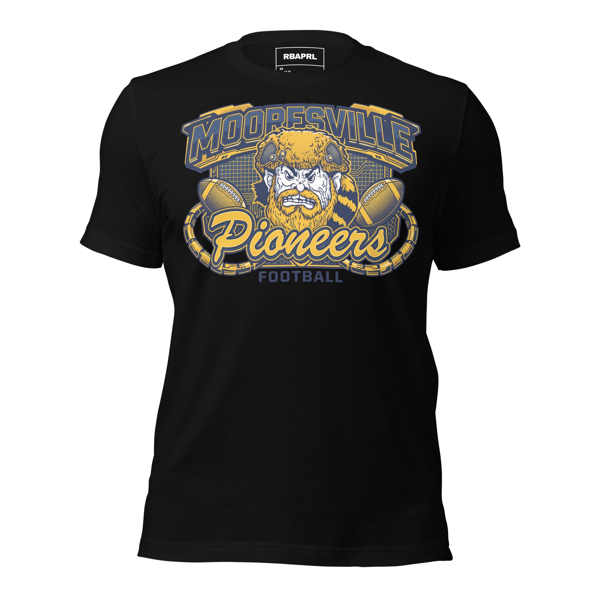 Mooresville Pioneers Football T-Shirt in Black – Indiana Spirit Wear by Hometown Gameday Co.