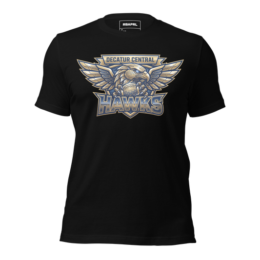 Decatur Central Hawks Football T-Shirt in Black – Indiana Spirit Wear by Hometown Gameday Co.